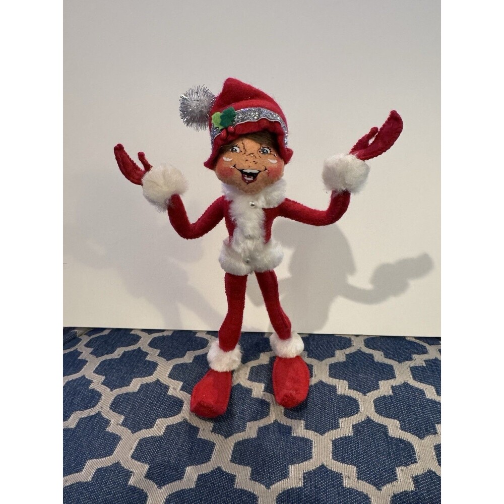 Annalee Elf Bendable Christmas 2013 Silver Glitter Hat Band 9” Holiday